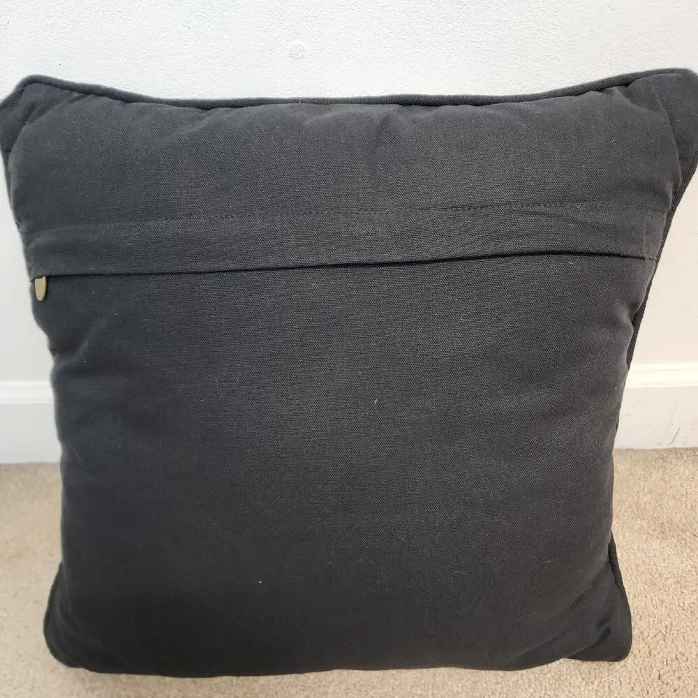 Magnolia Home Ruth Throw Pillow Black White Slub Crochet Bobble Knit 19x19 $70